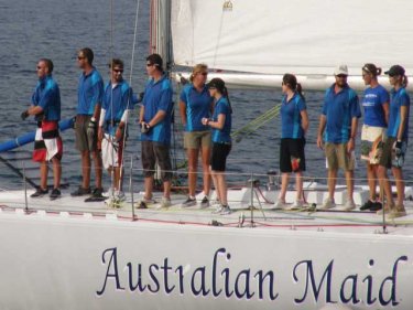 The crew of Australian Maid in today's sailpast pays its respects