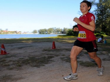 Swiss Katja Fink strides out on her way to win the Phuket Marathon