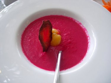 Beetroot soup at 90 baht is 20 baht better value than a juice shake