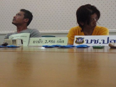 Phuket drug gang accused Sutinan (left) and Podjanee