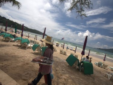 Patong beach and jet-skis under a cloud this week on Phuket