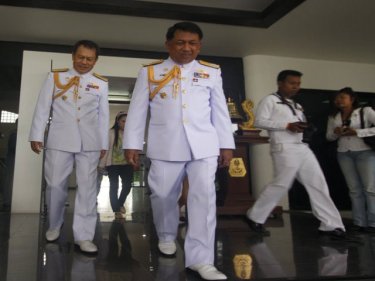Vice Admiral Choomnoom Ardwong (left) today with the man he succeeds