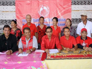 Red-shirt leaders announce Saturday's fund-raiser at a media conference