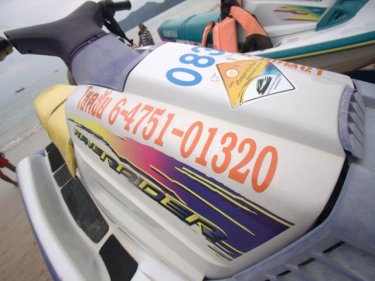 The new diamond sticker indicates this Patong jet-ski is insured