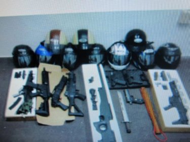 Helmets and weapons seized by Phuket police