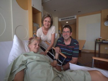 Aimee Malonzo with parents Cheryl and Allan Dykstra on Phuket today