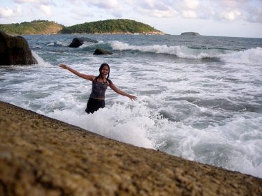 Phuket's Ao Sane beach is secluded but the rocks can be slippery