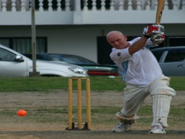 Kenny Jackson hitting a cover drive for CBB Postels in 2009