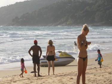 Phuket's Karon beach on the day last month when a tourist drowned