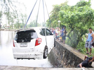 A Phuket plunge for a car and its six passengers has a happy ending
