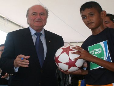 Fifa's Sepp Blatter on Phuket last year to open a sports park