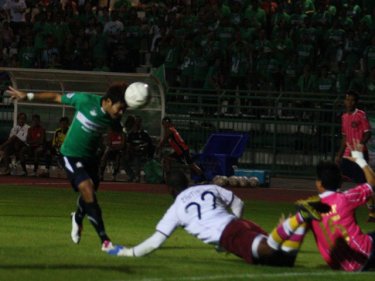 Phuket's winning header is slotted home by Phawin Dootsomba