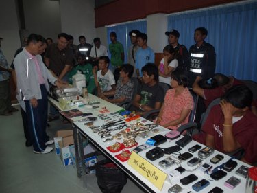 Police present just some of those arrested in a Phuket drugs crackdown