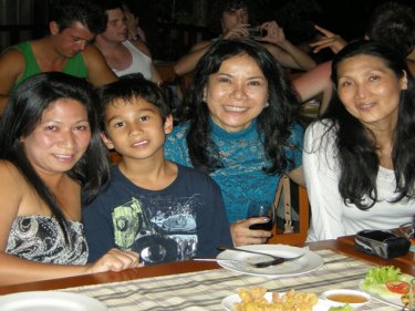 Ricardo on Phuket with his mother (left) great aunt and stepmother Kimberley