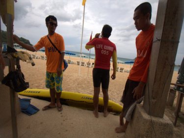 Lifeguards on a Phuket beach: soon to disappear as contract expires