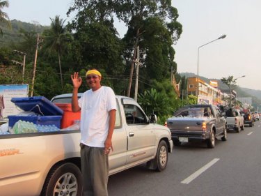 Phuket's cavalcade of aid prepares on the bypass road today