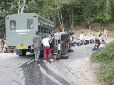 Six dead: scene of today's crash on Phuket's Big Buddha hill
