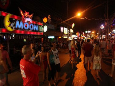 Phuket's Soi Bangla all spruced up last night for a VIP visit