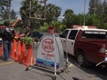 A Phuket police checkpoint for alcohol and helmets, this one in Kamala