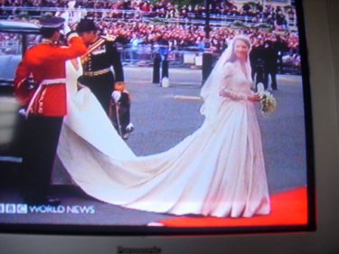The Dress as revealed when the soon to be Duchess of Cornwall arrived