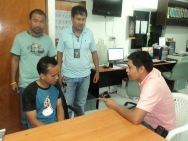 Patong police interview rape suspect Supachai Jongkonpeort