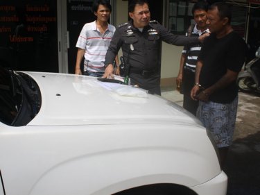 Impounded: Chanwoot Manomas and his car with Chalong police