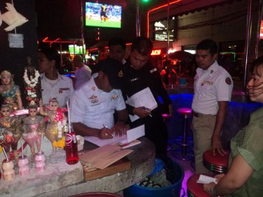 A Patong bar being checked during Sunday night's inspections