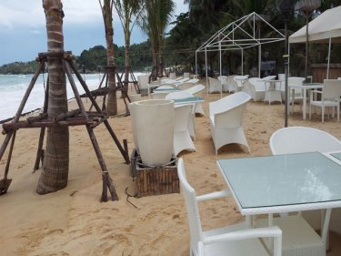 Part of Phuket's contentious Pla Seafood restaurant at Surin beach today
