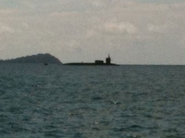 The nuclear-powered submarine USS Ohio off Phuket's deep sea port