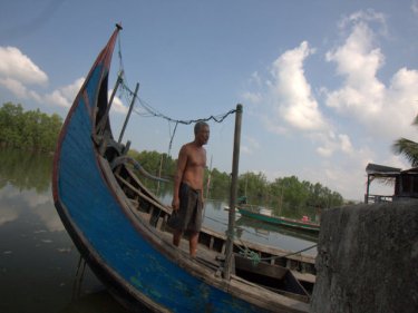 A boat that Rohingya used to sail to the Andaman coast, and capture