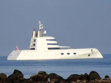 Billionaire's plaything Motoryacht A anchored off Patong today