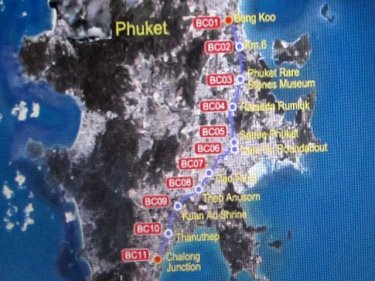 Stops along the proposed southern Phuket mass transit link