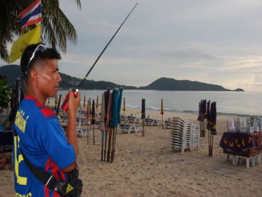 Not a jet-ski in sight: Patong beach awaiting the tsunami deadline today