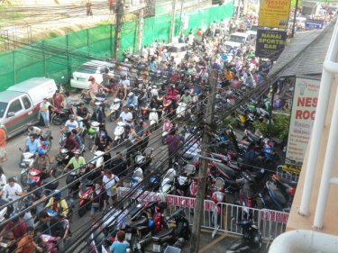 People flee Patong for the hills during last Wednesday's tsunami watch