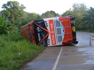 Double flip: A second bus overturns north of Phuket within days