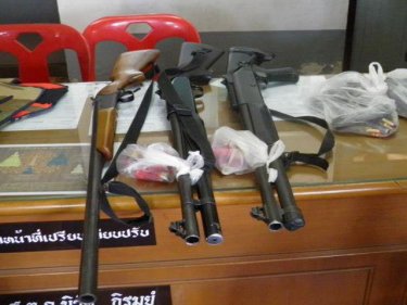 Some of the weapons recovered by police in raids today