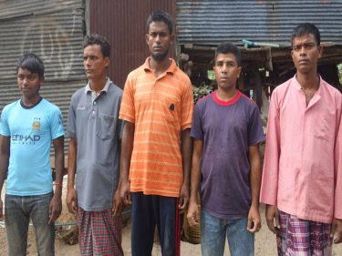 The five Rohingya men: four claimed they were shot at by the Thai military