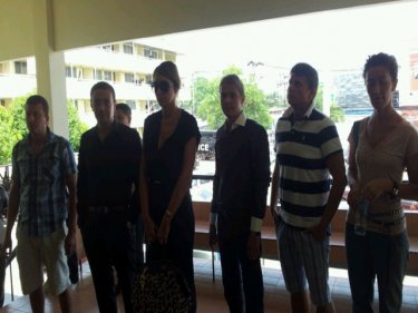 The six Phuket expats under arrest today at Chalong Police Station