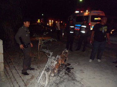 Motorcycles Blaze in Suspicious Fire at Contentious Phuket Beach Car Park