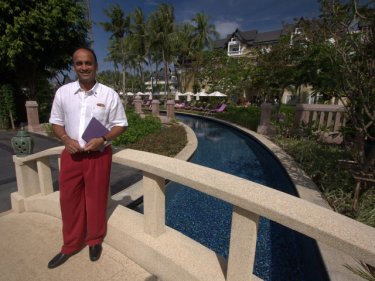 GM Jerry John at the Angsana, site of a huge beachfront party
