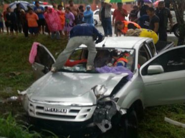 The crash scene today in Phang Nga where four people died