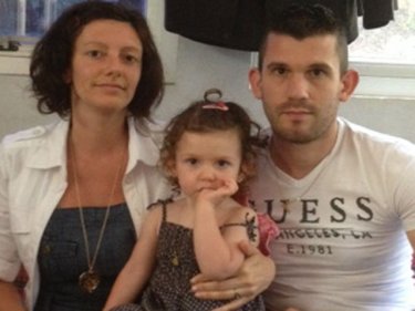 Mistreated tourists Elodie Triche, Damien Della Libera and daughter Oxanna: ''The three of us in the basement of the court, awaiting our judgment''