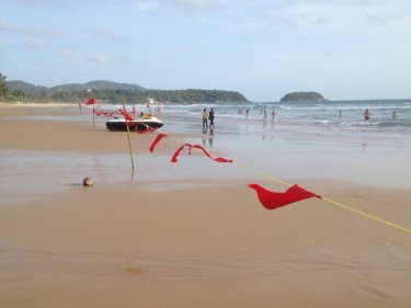 The beach is closed today at Karon on Phuket's west coast