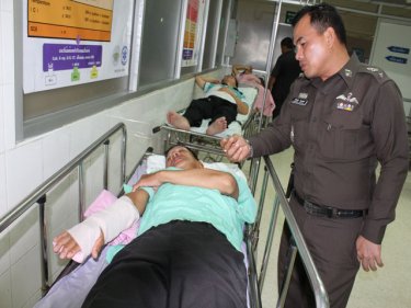 Senior Sergeant Somsak with a colleague at Phuket Vachira Hospital
