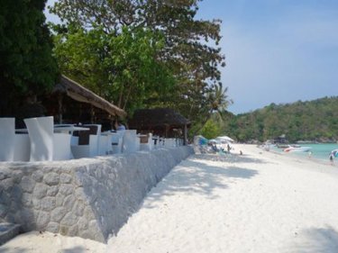 The beach terrace on Racha where Rayaburi encroaches