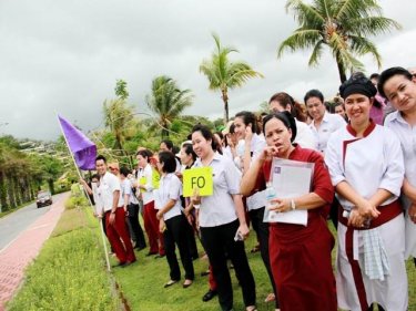 Laguna Phuket staff taking part in today's tsunami drill