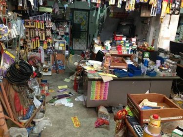 One of the ransacked shophouses after yesterday's raid