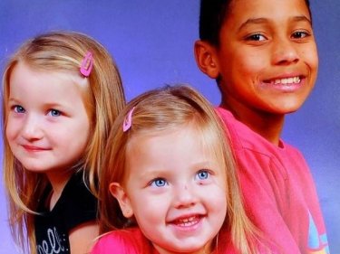 Ethan Williams with Phoebe, five, and Amari, four