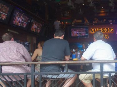 Aussies packed Patong bars before noon yesterday to watch Hawthorn beat Fremantle in the AFL Grand Final. Beer flowed freely all afternoon