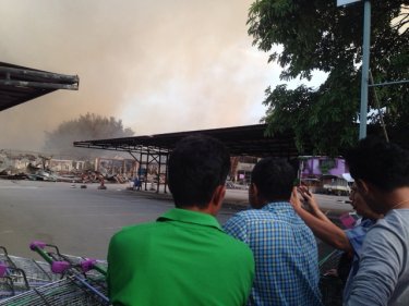 All that remains of Phuket's largest and most popular local shopping outlet, destroyed overnight in one of the holiday island's biggest fires